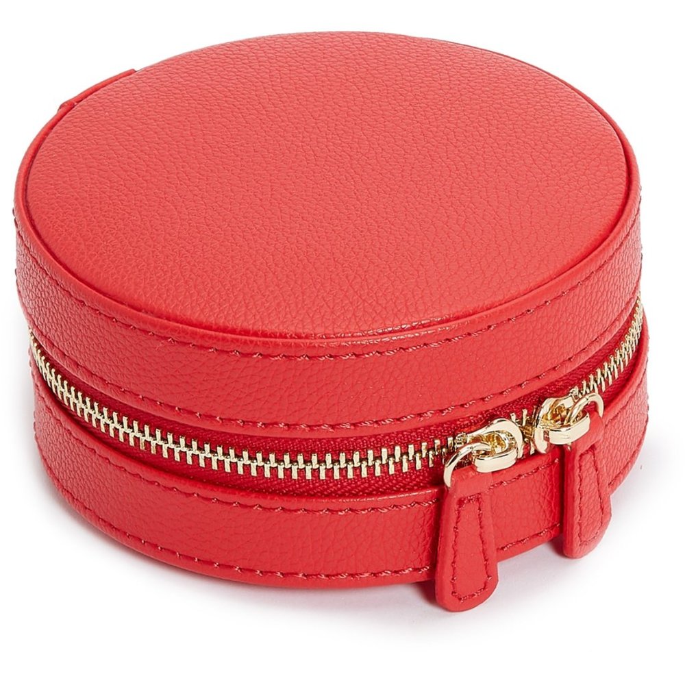 Round Zip Jewelry Case RED